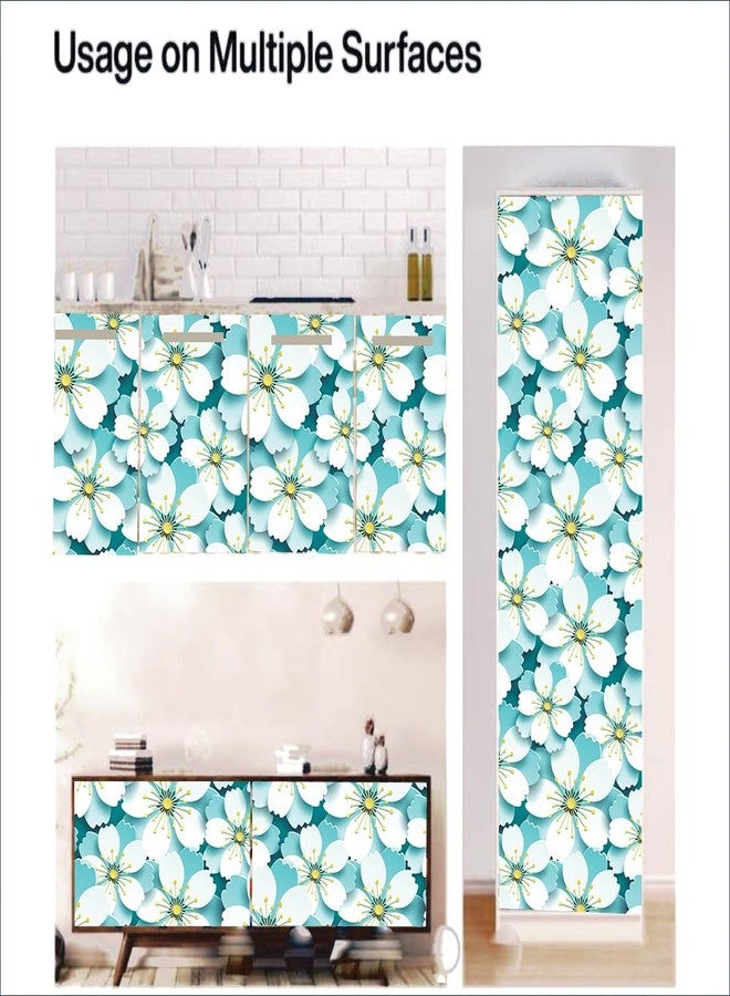 WallDaddy Self Adhesive Wall Stickers & Wallpapers | Large Size (40x200) CM for Wallpaper for Walls | Wallpaper for Drawing Room and | Wallpaper for Bedroom Blue Floral Wallpapers (Blue Flower) - Image 5
